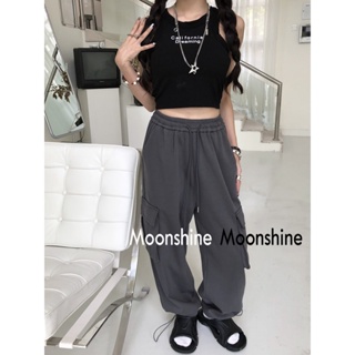 Moon  กางเกงขายาว คาร์โก้ กางเกง เชือกอเมริกันคลาสิค Cargo pants 2023 NEW 071704 ทันสมัย fashion คุณภาพสูง Comfortable A20M01T 36Z230909