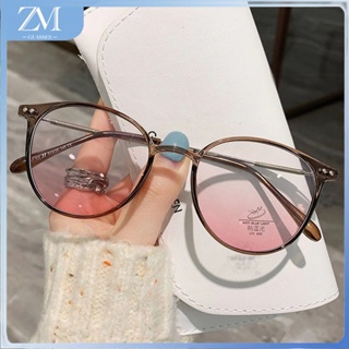 【ZM Glasses】แว่นตากรองแสง แว่นสายตาสั้น 0°-400° ป้องกันรังสี กรอบสี่เหลี่ยม ทรงกลม ชายและหญิง แฟชั่นเลนส์แบน 055