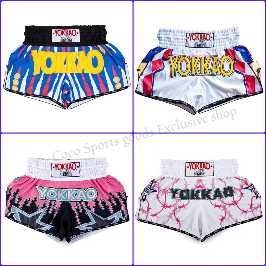 [Yokkao] Muay Thai Shorts Boxing Fighting Muay Thai Suit Adult Men and Women Same Style Children Fighting Training Wear Quick-Drying Perspiration Super Stretch muay thai shorts fighting shorts boxing shorts
