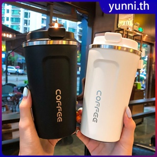 จอแสดงผลอุณหภูมิ Tumbler แก้วกาแฟสแตนเลสสมาร์ทเดินทางกระติกน้ำร้อนถ้วยรถหุ้มฉนวนถ้วยน้ำกระติกน้ำสูญญากาศแบบพกพา Yunni