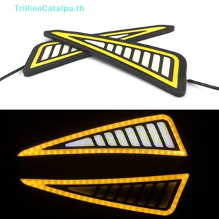 Trillioncatalpa แถบไฟ LED COB ซิลิโคน กันน้ํา ขนาดกลาง สําหรับติดกันชนรถยนต์ วิ่งกลางวัน