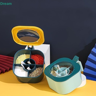 &lt;Dream&gt; กล่องปรุงรส 4 ช่อง พร้อมฝาปิด และช้อน สําหรับห้องครัว ลดราคา