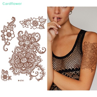 &lt;Cardflower&gt; สติกเกอร์รอยสักชั่วคราว ลายลูกไม้เฮนน่า สีน้ําตาล กันน้ํา สําหรับผู้หญิง