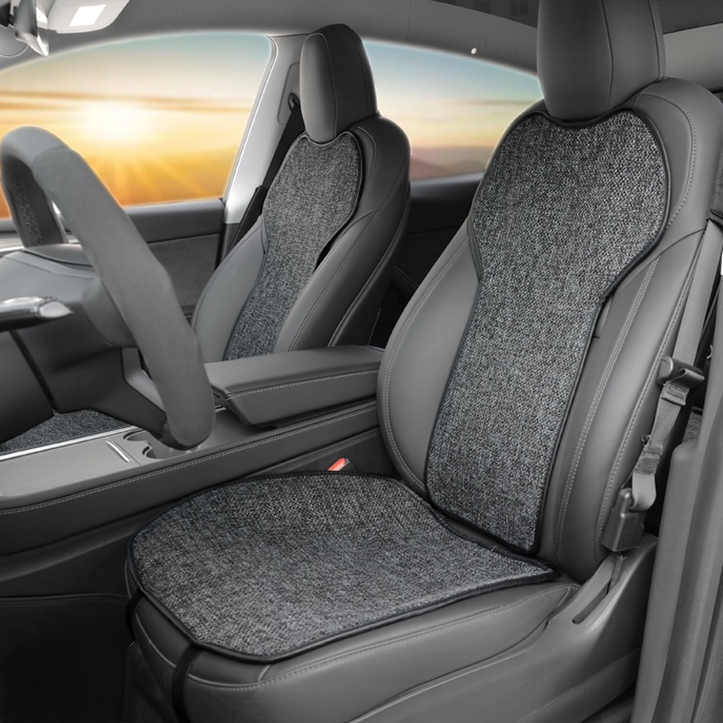 Tesla Model3/Y เบาะรองนั่ง ผ้าฝ้าย และผ้าลินิน ระบายอากาศ สําหรับรถยนต์ เบาะผ้าลินินรถยนต์ เบาะรองนั่งรถยนต์