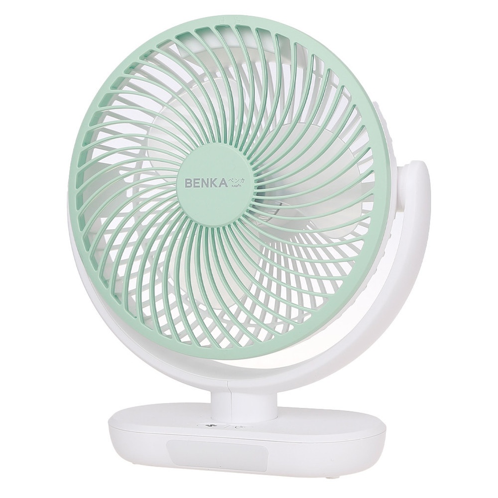 GlobalHouse BENKA พัดลมตั้งโต๊ะชาร์จไฟแบบพกพา ขนาด 6 นิ้ว รุ่น KN-L2856 สีขาวเขียว สินค้าของแท้คุณภาพดี