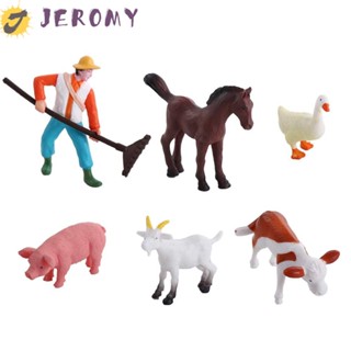 Jeromy ฟิกเกอร์โมเดลสัตว์ แกะ วัว พนักงานฟาร์ม หมู นางฟ้า งานฝีมือ สําหรับตกแต่งสวน