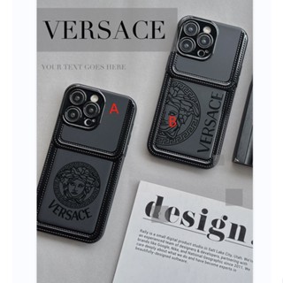 เคสโทรศัพท์มือถือ ลายแบรนด์ VERSACE สีดํา สําหรับ iphone14 13 12 pro max 14 11 14pro 14plus 13 12 11 promax