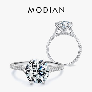 Modian แหวนเงินแท้ 925 รูปมงกุฎ 3ct CZ สไตล์คลาสสิก เครื่องประดับ สําหรับผู้หญิง หมั้น งานแต่งงาน