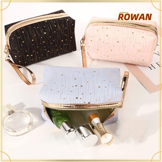 Rowans กระเป๋าเครื่องสําอาง กันน้ํา แบบพกพา มีซิป ลายดาว สีบรอนซ์