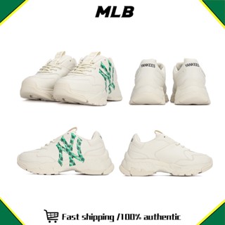 MLB Chunky vintage printed shoes รองเท้า 💯 รองเท้าผ้าใบ 3ASHCGM2N-50IVS White green