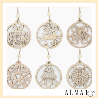 Alma จี้ชิปไม้ สําหรับแขวนประดับตกแต่ง DIY 6 ชิ้น