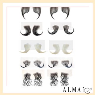 ALMA สติกเกอร์ติดขอบผมปลอม แต่งลูกไม้ธรรมชาติ ลายทาง จํานวน 2 ชิ้น