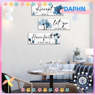 DAPHS ป้ายไม้ รูปดอกทิวลิป ดอกทิวลิป สีขาว สีฟ้า สําหรับตกแต่งผนังห้องครัว 3 ชิ้น