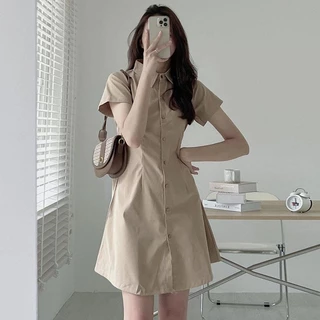 【ประเทศไทยจัดส่ง & จุด】ชุดเดรสแขนสั้นแฟชั่นผู้หญิง ใหม่กระโปรงเอวฤดูร้อน จัดส่งจากประเทศไทย