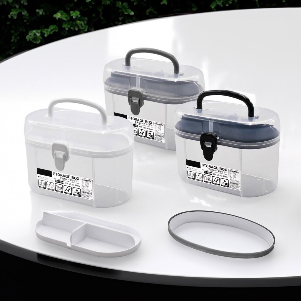กล่องเก็บของ กล่องหูหิ้ว 2 ชั้น สไตล์ minimal ใส่ของอเนกประสงค์ ขนาด 17.5 x 9.5 x 13 ซ.ม. Keyway รุ่น TL-1209