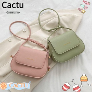 Cactu กระเป๋าสะพายไหล่ สะพายข้าง หนัง PU สีพื้น เรียบง่าย สําหรับผู้หญิง