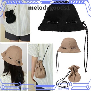 Melodygoods1 กระเป๋าสะพายไหล่ ทรงบักเก็ต กันแดด พับได้ เหมาะกับเดินชายหาด แฟชั่นฤดูร้อน สําหรับกลางแจ้ง