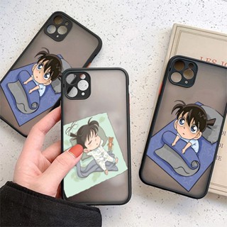 เคสโทรศัพท์มือถือ PC แข็ง เนื้อแมตต์ กันรอยเลนส์กล้อง ลายการ์ตูนยอดนักสืบโคนันน่ารัก สําหรับ iPhone 14 Pro Max 13 12 Mini XR XS SE 2020