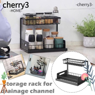 Cherry3 ตะกร้าเหล็กคาร์บอน 2 ชั้น คุณภาพสูง สีดํา ขาว สําหรับอ่างล้างจาน