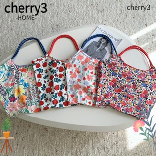 Cherry3 กระเป๋าสะพายไหล่ ผ้าฝ้าย ผ้าแคนวาส พิมพ์ลายดอกไม้ ขนาดใหญ่ จุของได้เยอะ ใช้ซ้ําได้ สําหรับนักเรียน