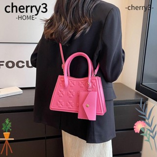 Cherry3 กระเป๋าสะพายไหล่ สะพายข้าง หนัง Pu ทรงสี่เหลี่ยม ขนาดเล็ก จุของได้เยอะ สีพื้น สําหรับเด็กผู้หญิง