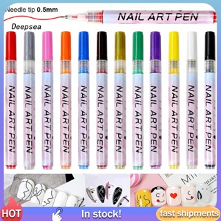 Dpa ปากกามาร์กเกอร์ วาดเส้น พลาสติก กันน้ํา 12 สี สําหรับร้านทําเล็บ