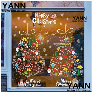 Yann1 สติกเกอร์พีวีซี ลายคริสต์มาส กันน้ํา สําหรับติดตกแต่งผนังบ้าน