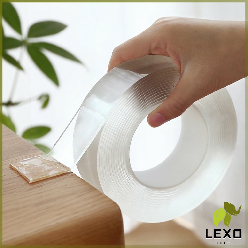 LEXO กาวสองหน้า เทปกาว ทำความสะอาดและนำมาใช้ใหม่ได้ มี 2 ขนาดให้ เลือก Double Side Adhesive Tape