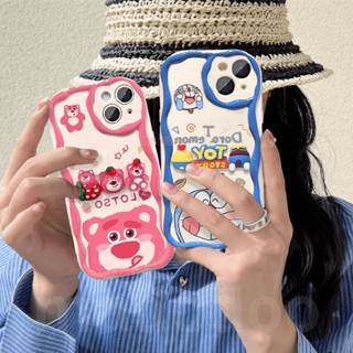 Cartoon Couple Casing for iPhone 15 14 Pro Max 13 12 11 ProMax X XS XR 7 8 6 6S Plus SE 2020 Cute Cream Edge Doraemon Lotso Strawberry Bear 3D Crystal Doll Fine Hole Shockproof BFF Soft Phone Back Case Cover NY 39