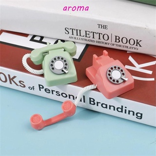 Aroma โทรศัพท์บ้านตุ๊กตาจําลอง ขนาดเล็ก 1:12 DIY สําหรับตกแต่งบ้านตุ๊กตา