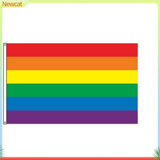 {Newcat} ธงแบนเนอร์ LGBT สีรุ้ง ขนาด 60x90 ซม. สําหรับตกแต่ง