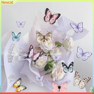 {Newcat} กระดาษห่อช่อดอกไม้ ผีเสื้อ สามมิติ กันน้ํา DIY สําหรับตกแต่งบ้าน 32 ชิ้น