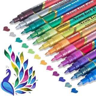 ปากกาเจลนีออน กลิตเตอร์ 12 สี สําหรับการ์ดอวยพร โปสเตอร์ อัลบั้ม สมุดภาพ อีสเตอร์