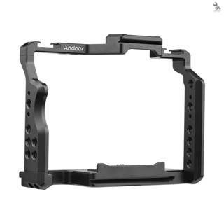 {self} Andoer Camera Cage Aluminum Alloy Video Cage with Dual Cold Shoe Mounts Numerous 1/4 Inch Threads Replacement for  A7IV/ A7III/ A7II/ A7R III/ A7R II/ A7S II