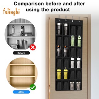 Fulingbi ถุงตาข่ายเก็บของ แบบไม่ทอ ระบายอากาศ 24 ช่อง 4 ตะขอ อเนกประสงค์ ประกอบง่าย สําหรับแขวนตู้กับข้าว