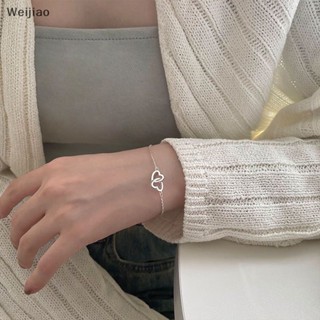 Weijiao% ใหม่ สร้อยข้อมือ กําไลข้อมือ โซ่กลวง จี้รูปหัวใจคู่ สไตล์วินเทจ หรูหรา เครื่องประดับ สําหรับผู้หญิง