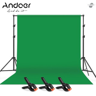 {fly} Andoer ฉากหลังสตูดิโอถ่ายภาพ ผ้าฝ้ายโพลีเอสเตอร์ 2 * 3 ม. 6.6 * 10 ฟุต 2 * 3 ม. 6.6 * 10 ฟุต พร้อมขาตั้ง 3 ชิ้น B