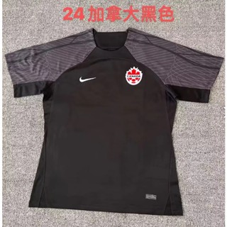 เสื้อกีฬาแขนสั้น ลายทีมชาติฟุตบอล Canada Home Away ไซซ์ S - 2XL สีดํา เบอร์ 23-24