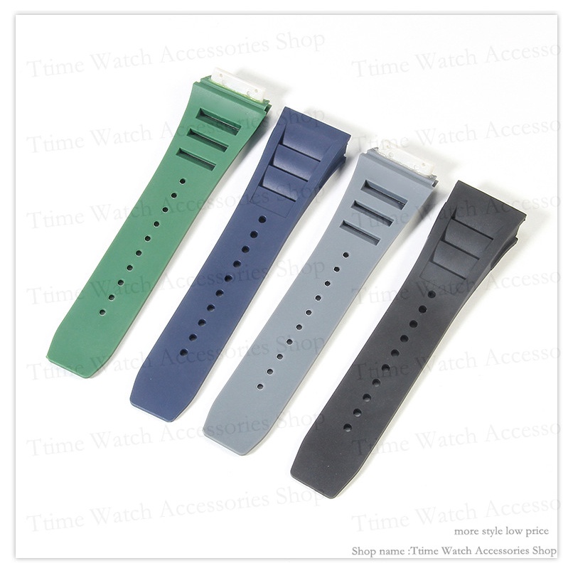 ใหม่ สายนาฬิกาข้อมือยางธรรมชาติ 25 มม. สําหรับ Richard Mille RM-11 Mille สีเขียว สีเทา สีฟ้า สีเหลือง สีส้ม