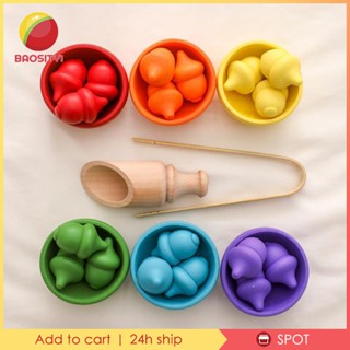 [Baosity1] ของเล่นลูกบอลไม้ สีรุ้ง สําหรับเด็กก่อนวัยเรียน
