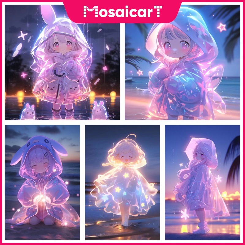 【MA】ภาพวาดปักเพชรครอสสติตช์ รูปการ์ตูนผู้หญิงริมทะเล สีม่วง 5d ขนาด 30X40 ซม. สําหรับตกแต่งบ้าน ห้องนอน ห้องนั่งเล่น