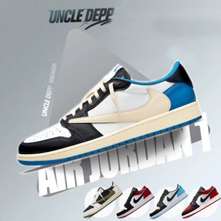 ของแท้100% Travis Scott x Fragment Design x Jordan Air Jordan 1 Low รองเท้าวิ่ง รองเท้า Original Nike AJ1 low