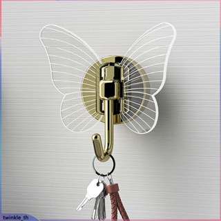 Creative Light Luxury Butterfly Hook Bathroom Punch-free Wall Hook Seamless Clothes Hook Door Entrance Hallway Strong Adhesive Hook (twinkle.th)