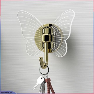 Creative Light Luxury Butterfly Hook Bathroom Punch-free Wall Hook Seamless Clothes Hook Door Entrance Hallway Strong Adhesive Hook (twinkle.th)