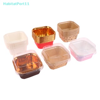 Habitatport ถ้วยกระดาษ ทรงสี่เหลี่ยม สําหรับใส่คัพเค้ก มัฟฟิน เบเกอรี่ 10 ชิ้น