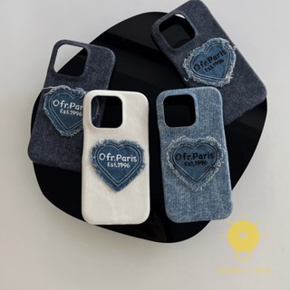 For เคสไอโฟน 14 Pro Max [Denim Jeans Heart] เคส Phone Case For iPhone 14 Pro Max Plus 13 12 11 For เคสไอโฟน11 Ins Korean Style Retro Classic Couple Shockproof Protective TPU Cover Shell