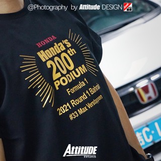 พร้อมส่ง เสื้อยืดแขนสั้น ผ้าฝ้าย พิมพ์ลายรถยนต์ Honda Red Bull F1 Formula 1