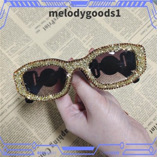 Melodygoods1 แว่นตากันแดด ประดับเพชร สไตล์วินเทจ Y2K สําหรับผู้หญิง