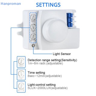 Hanproman&gt; สวิตช์เซนเซอร์ไมโครเวฟ 5.8ghz HF 220V LED 360 องศา