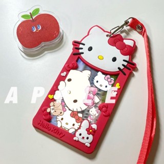 กระเป๋าใส่บัตร ซิลิโคน ลายการ์ตูน Hello kitty น่ารัก แบบพกพา สร้างสรรค์ สําหรับนักเรียน